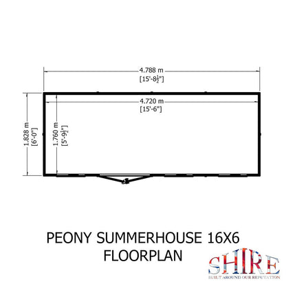 Shire Peony 7' 4" x 16' 2" Pent Summerhouse - Premium Dip Treated Shiplap