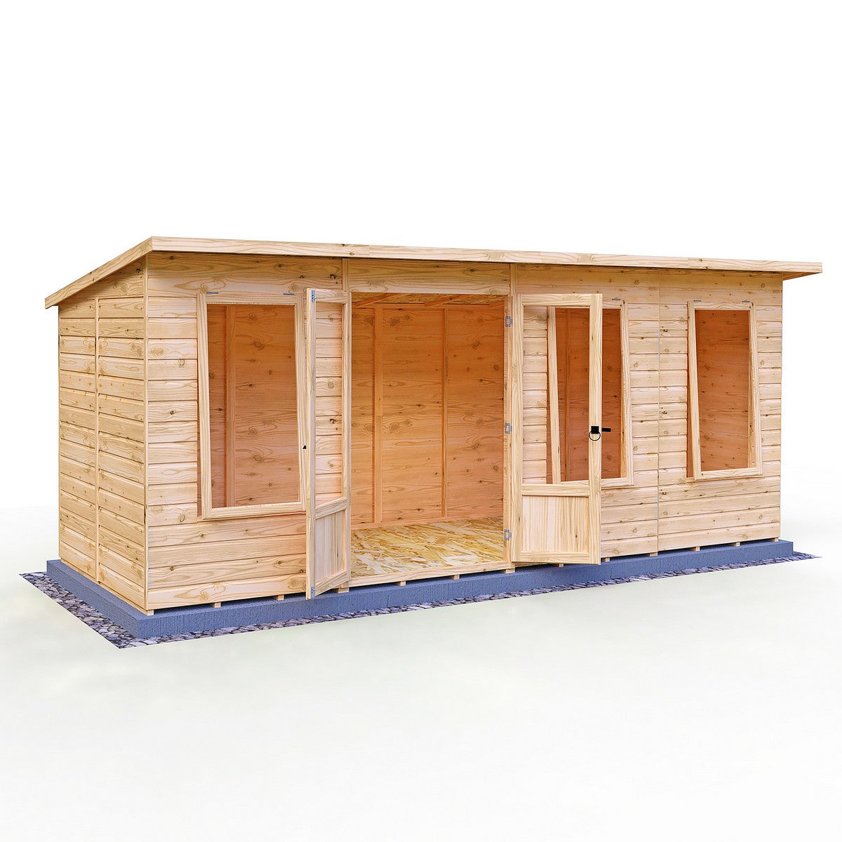Shire Peony 7' 4" x 16' 2" Pent Summerhouse - Premium Dip Treated Shiplap