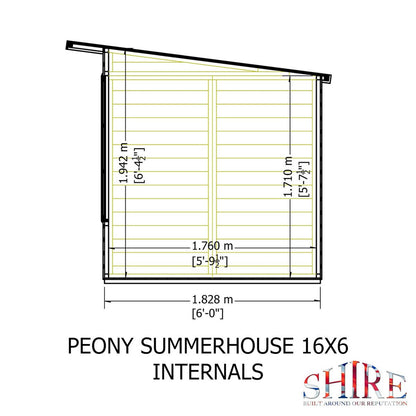 Shire Peony 7' 4" x 16' 2" Pent Summerhouse - Premium Dip Treated Shiplap