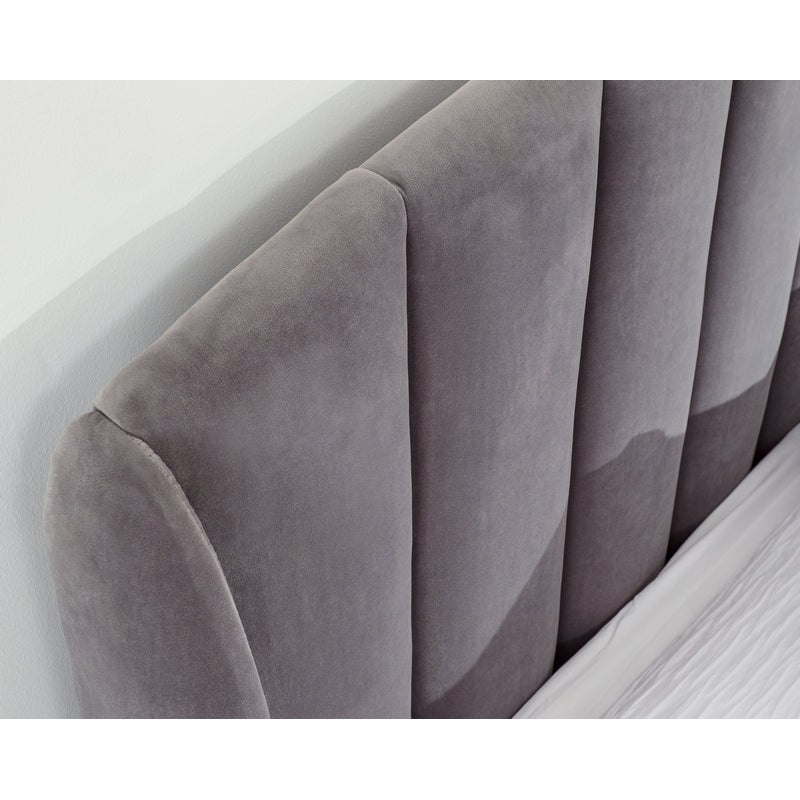 GFW Pettine Double Ottoman Bed Wood & Fabric Grey 5 x 7ft