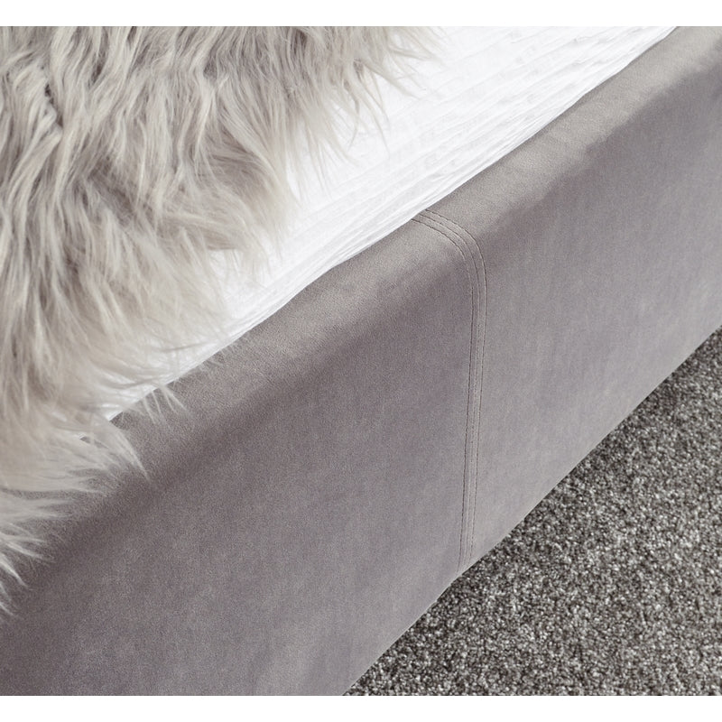 GFW Pettine Double Ottoman Bed Wood & Fabric Grey 5 x 7ft