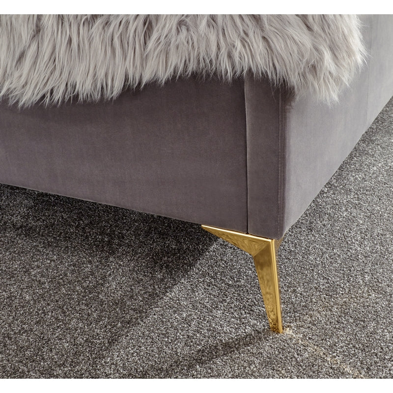 GFW Pettine Double Ottoman Bed Wood & Fabric Grey 5 x 7ft