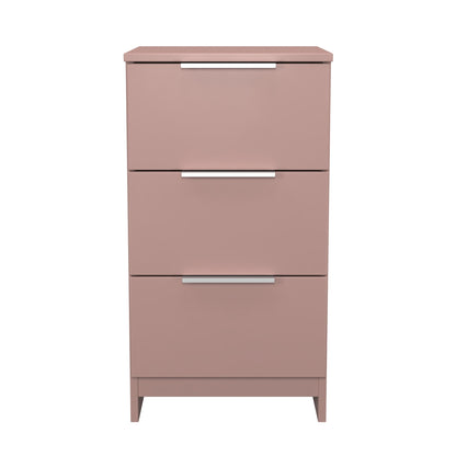 Plymouth Bedside Table Pink 3 Drawers 37cm