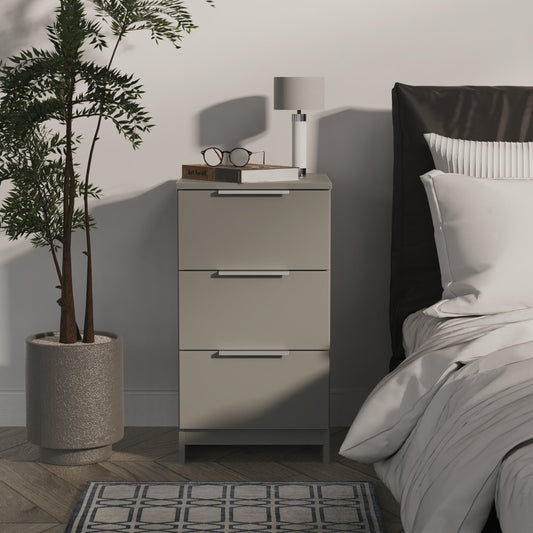 Plymouth Bedside Table Grey 3 Drawers 37cm