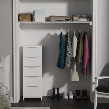 Plymouth Tall Tallboy White 5 Drawers 37cm