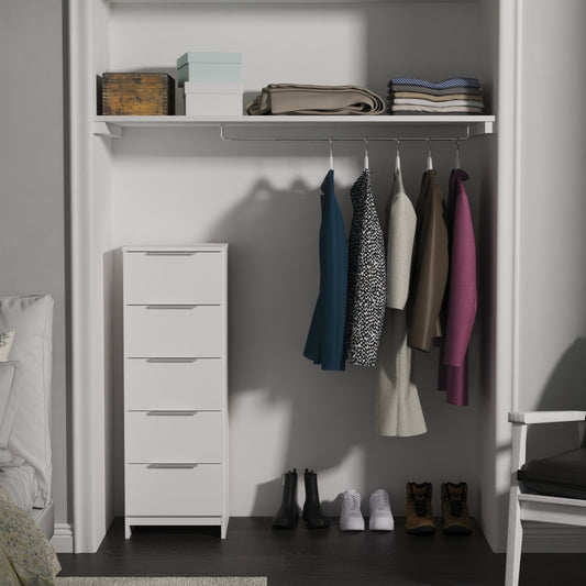 Plymouth Tall Tallboy White 5 Drawers 37cm