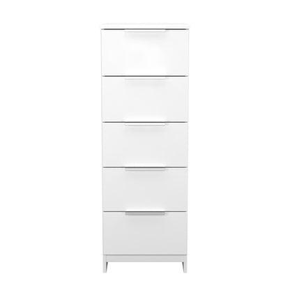 Plymouth Tall Tallboy White 5 Drawers 37cm