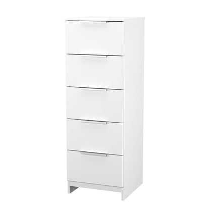 Plymouth Tall Tallboy White 5 Drawers 37cm