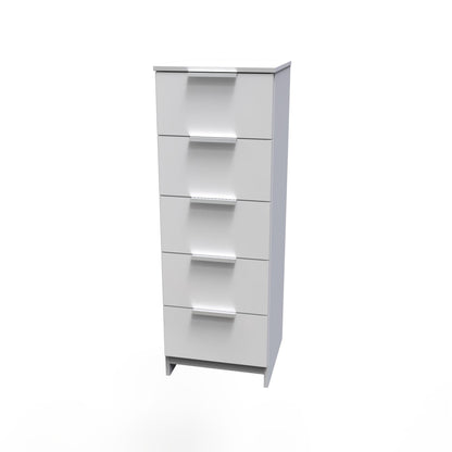 Plymouth Tall Tallboy White 5 Drawers 37cm