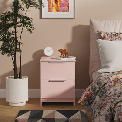 Plymouth Bedside Table Pink 2 Drawers 37cm