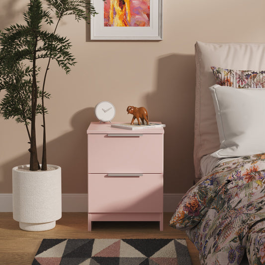 Plymouth Bedside Table Pink 2 Drawers 37cm