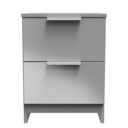 Plymouth Bedside Table Grey 2 Drawers 37cm