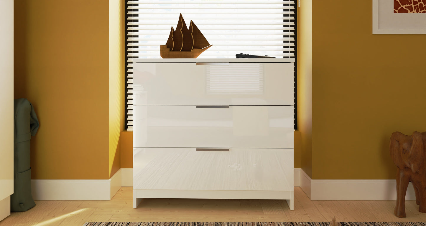 Plymouth Chest of Drawers White 3 Drawers 74cm