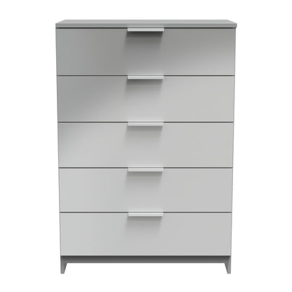 Plymouth Tall Chest of Drawers Grey 5 Drawers 74cm