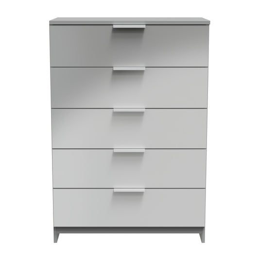 Plymouth Tall Chest of Drawers Grey 5 Drawers 74cm