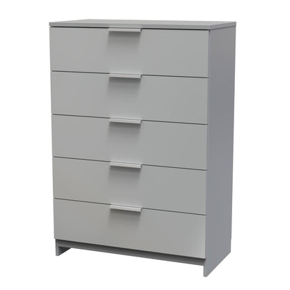 Plymouth Tall Chest of Drawers Grey 5 Drawers 74cm