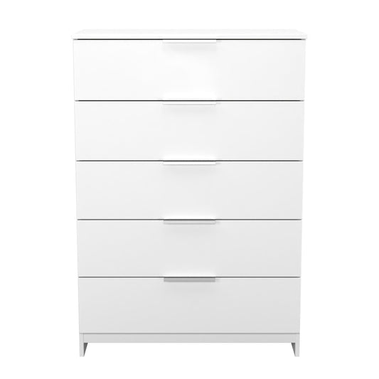 Plymouth Tall Chest of Drawers White 5 Drawers 74cm