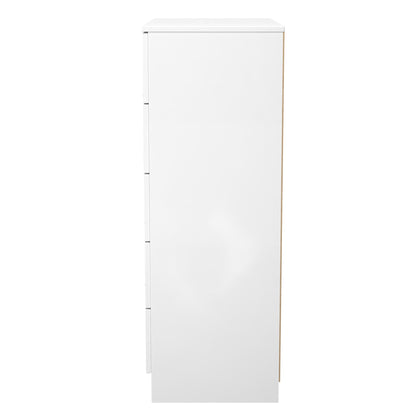 Plymouth Tall Chest of Drawers White 5 Drawers 74cm