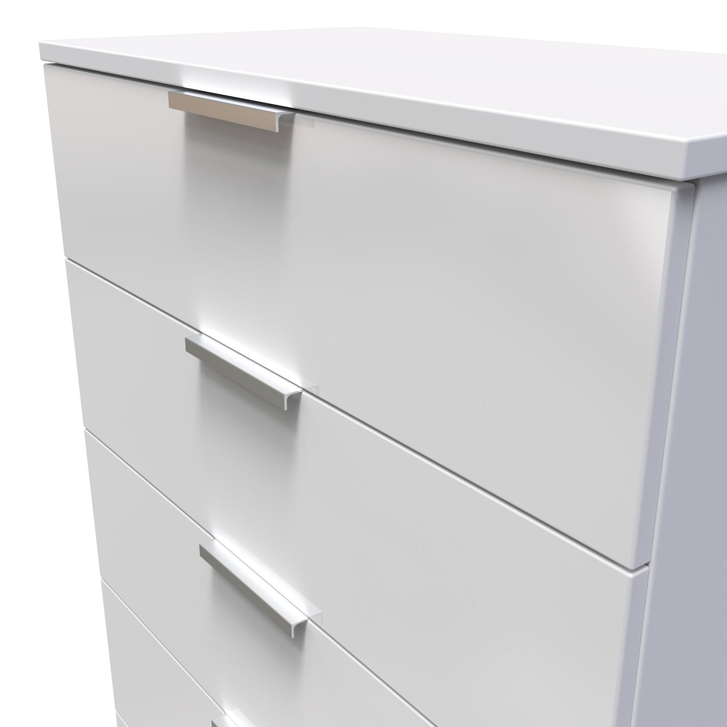 Plymouth Tall Chest of Drawers White 5 Drawers 74cm