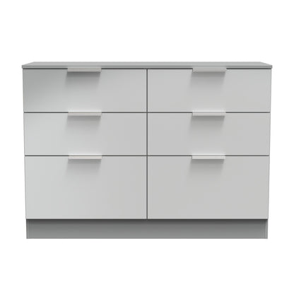 Plymouth Large Chest of Drawers Grey 6 Drawers 110cm