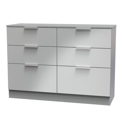 Plymouth Large Chest of Drawers Grey 6 Drawers 110cm