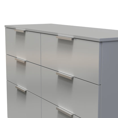 Plymouth Large Chest of Drawers Grey 6 Drawers 110cm