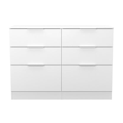 Plymouth Large Chest of Drawers White 6 Drawers 110cm
