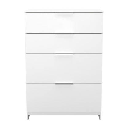 Plymouth Tall Chest of Drawers White 4 Drawers 74cm