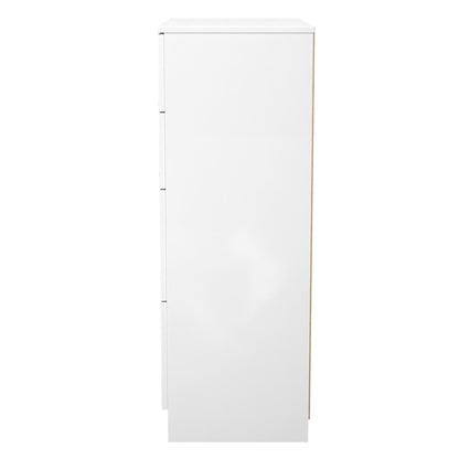 Plymouth Tall Chest of Drawers White 4 Drawers 74cm