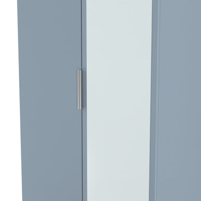 Plymouth Tall Mirror Wardrobe Light Blue 2 Doors 1 Shelf 74cm