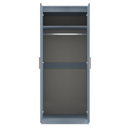 Plymouth Tall Mirror Wardrobe Light Blue 2 Doors 1 Shelf 74cm