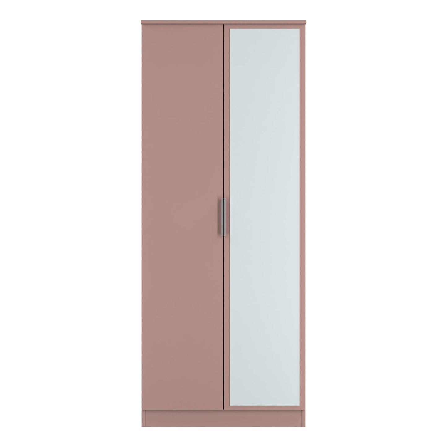 Plymouth Tall Mirror Wardrobe Pink 2 Doors 1 Shelf 74cm