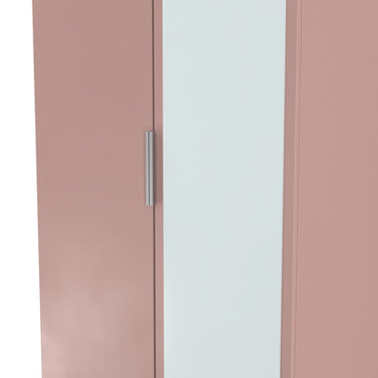Plymouth Tall Mirror Wardrobe Pink 2 Doors 1 Shelf 74cm