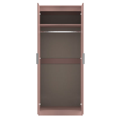 Plymouth Tall Mirror Wardrobe Pink 2 Doors 1 Shelf 74cm