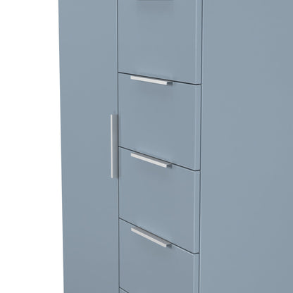 Plymouth Tall Wardrobe Light Blue 1 Door 1 Shelf 5 Drawers 74cm