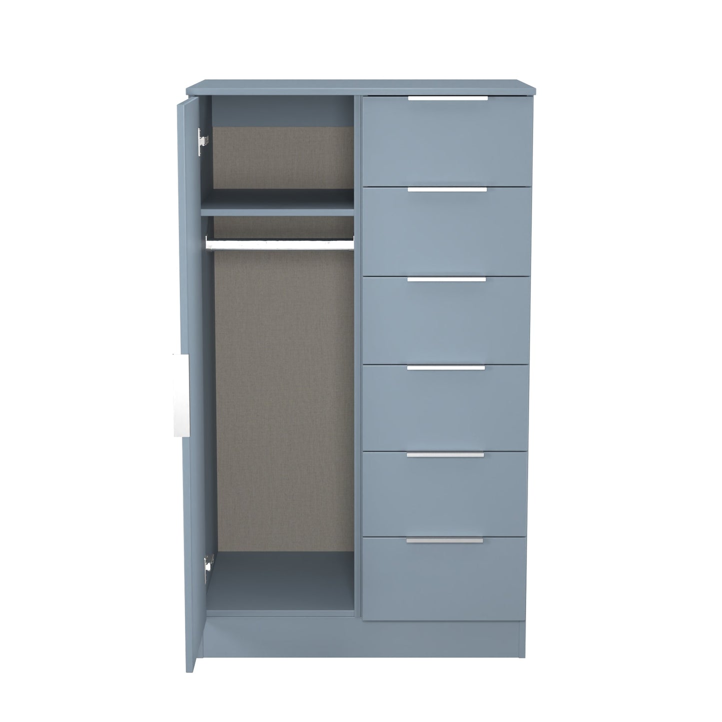 Plymouth Tall Wardrobe Light Blue 1 Door 1 Shelf 5 Drawers 74cm