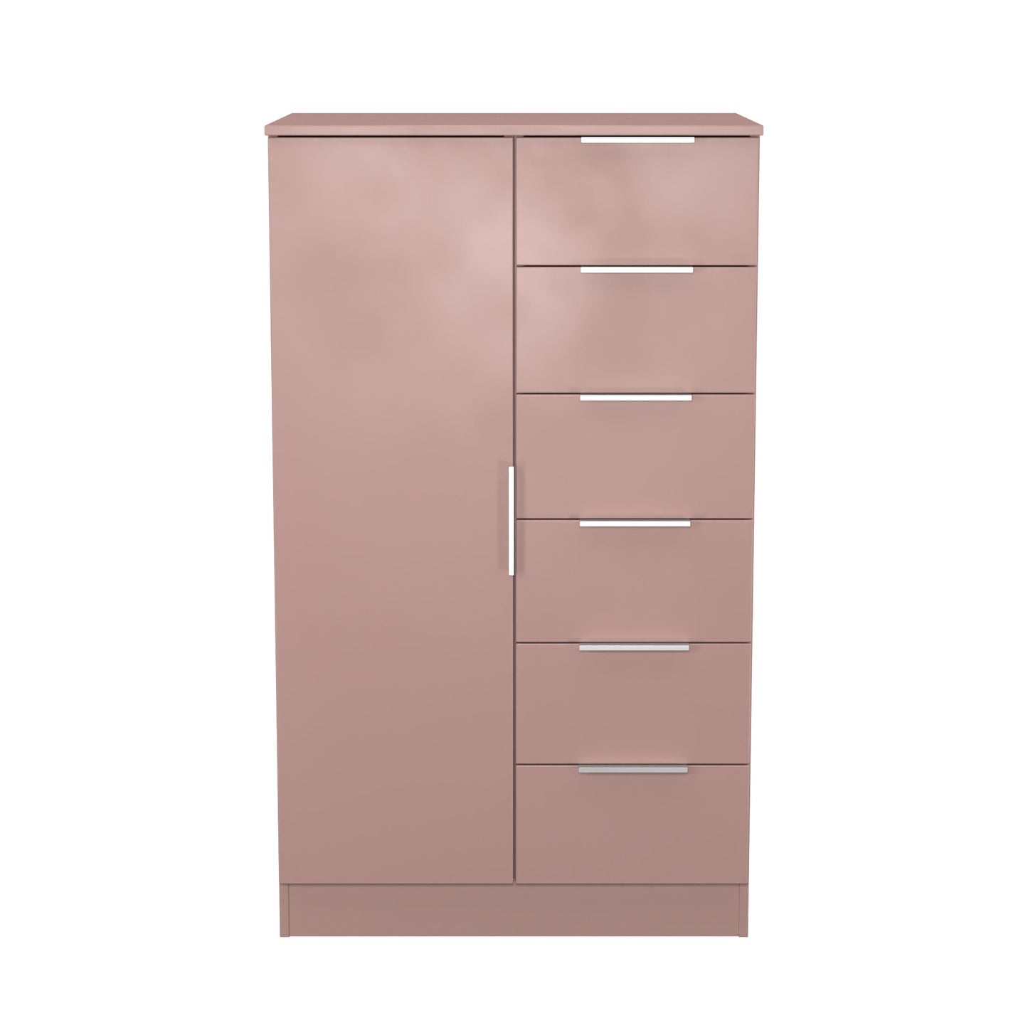 Plymouth Tall Wardrobe Pink 1 Door 1 Shelf 5 Drawers 74cm