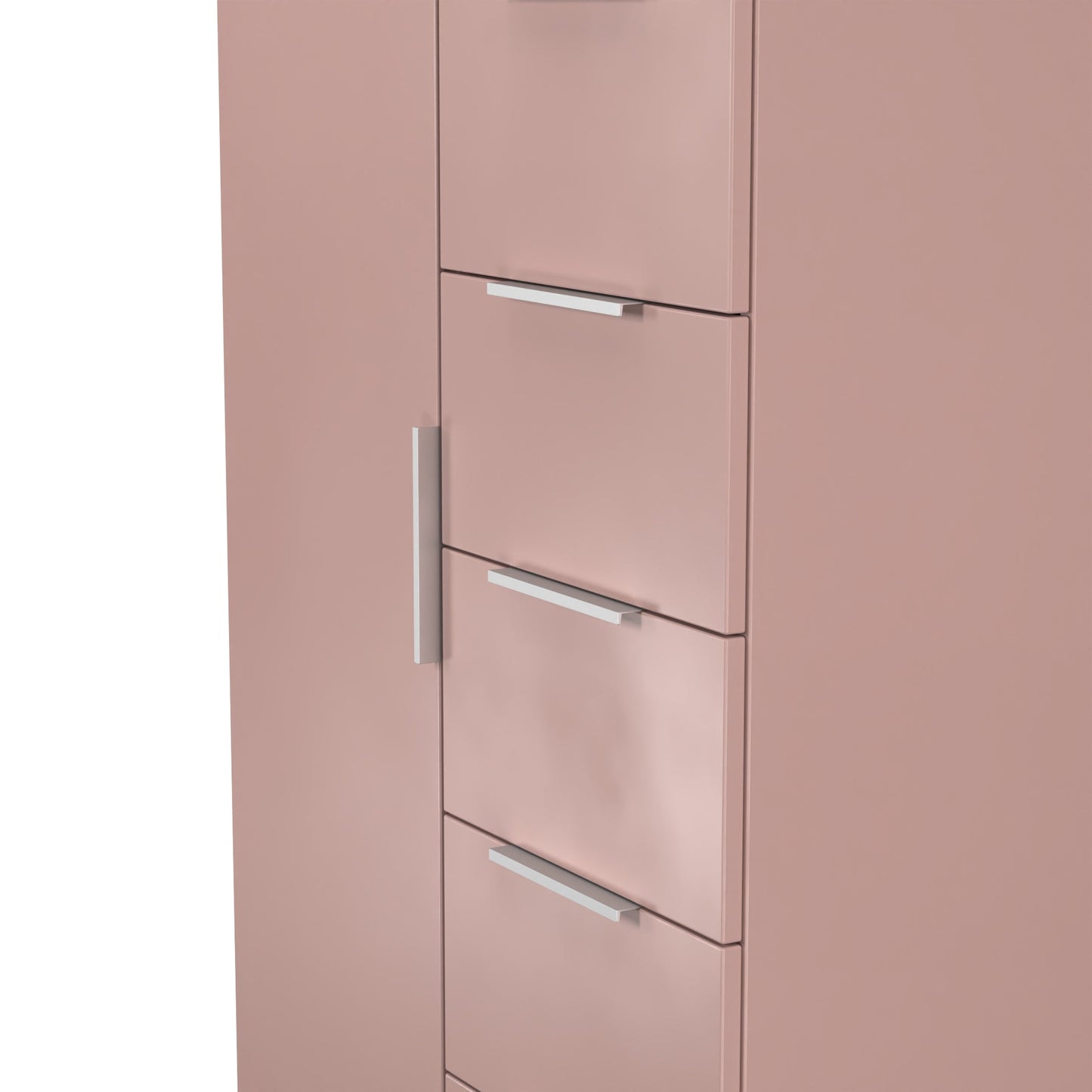 Plymouth Tall Wardrobe Pink 1 Door 1 Shelf 5 Drawers 74cm