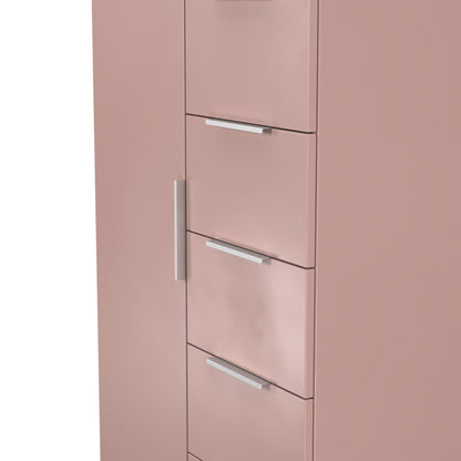 Plymouth Tall Wardrobe Pink 1 Door 1 Shelf 5 Drawers 74cm