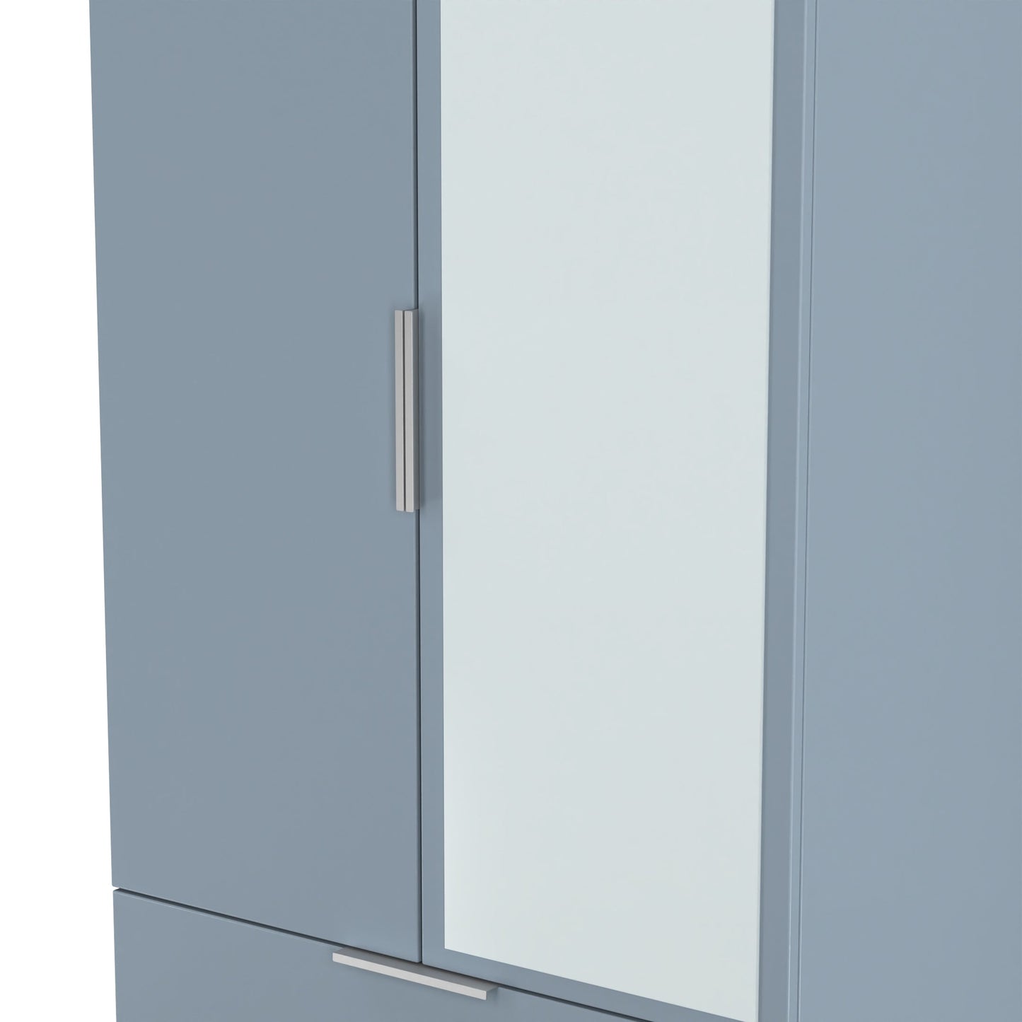 Plymouth Tall Mirror Wardrobe Light Blue 2 Doors 1 Shelf 2 Drawers 74cm