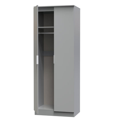 Plymouth Tall Wardrobe Grey 2 Doors 1 Shelf 74cm