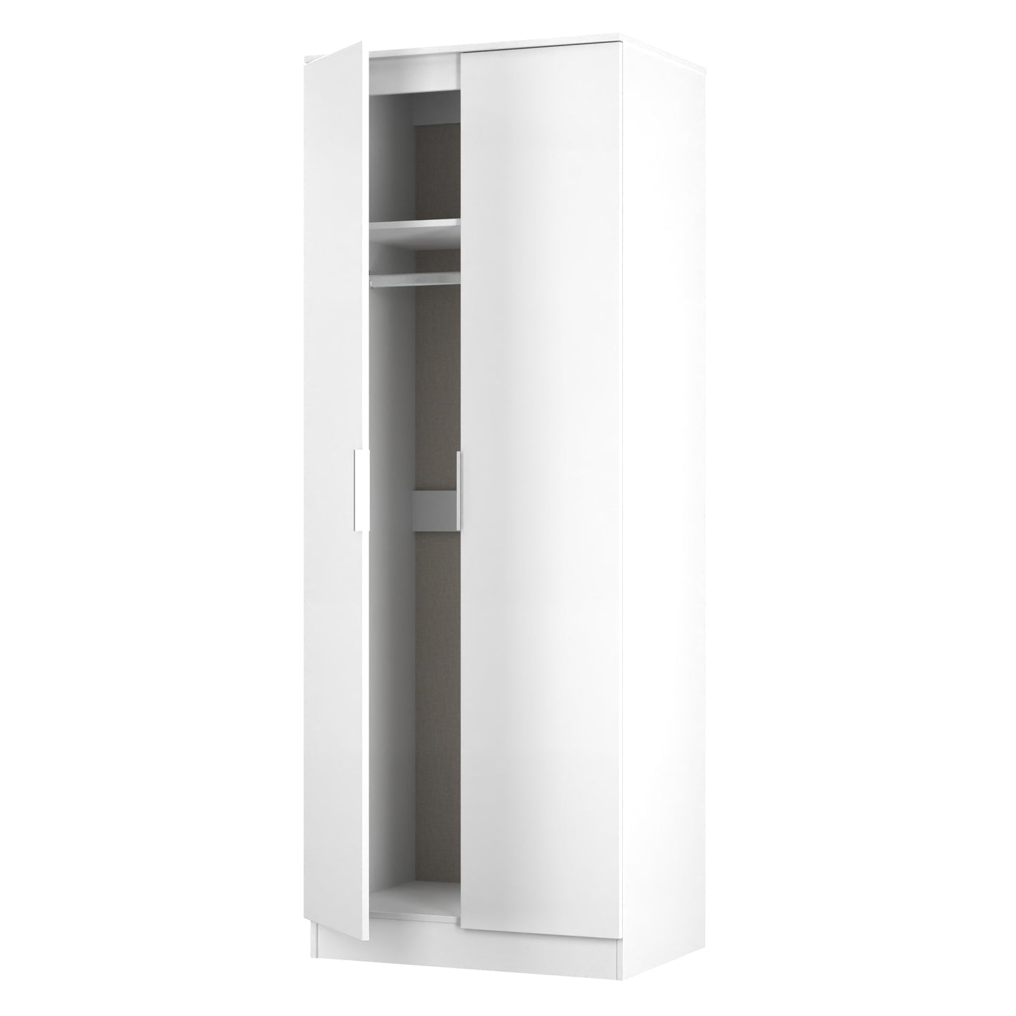 Plymouth Tall Wardrobe White 2 Doors 1 Shelf 74cm