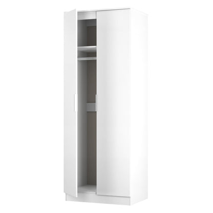 Plymouth Tall Wardrobe White 2 Doors 1 Shelf 74cm