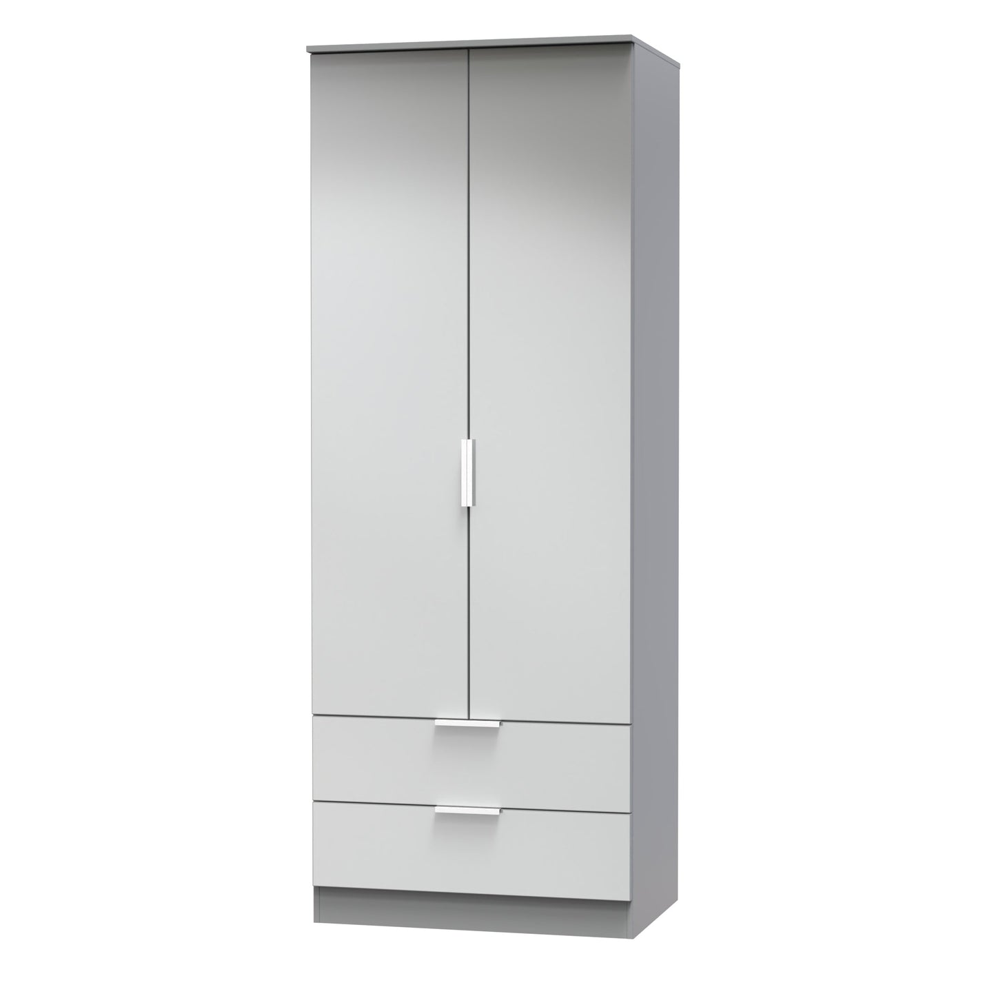 Plymouth Tall Wardrobe Grey 2 Doors 2 Drawers 74cm