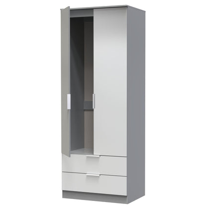 Plymouth Tall Wardrobe Grey 2 Doors 2 Drawers 74cm