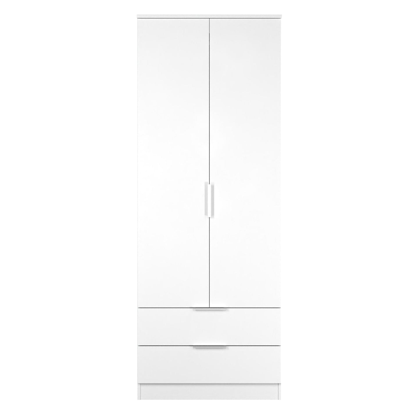 Plymouth Tall Wardrobe White 2 Doors 2 Drawers 74cm