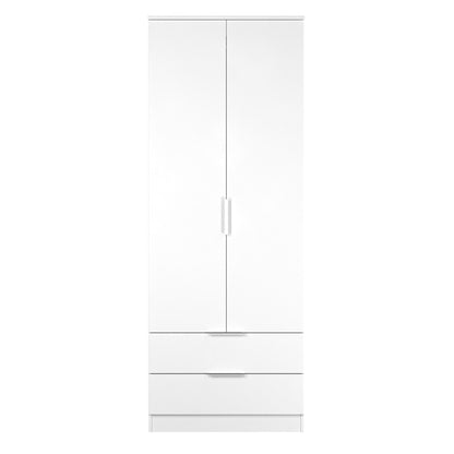 Plymouth Tall Wardrobe White 2 Doors 2 Drawers 74cm