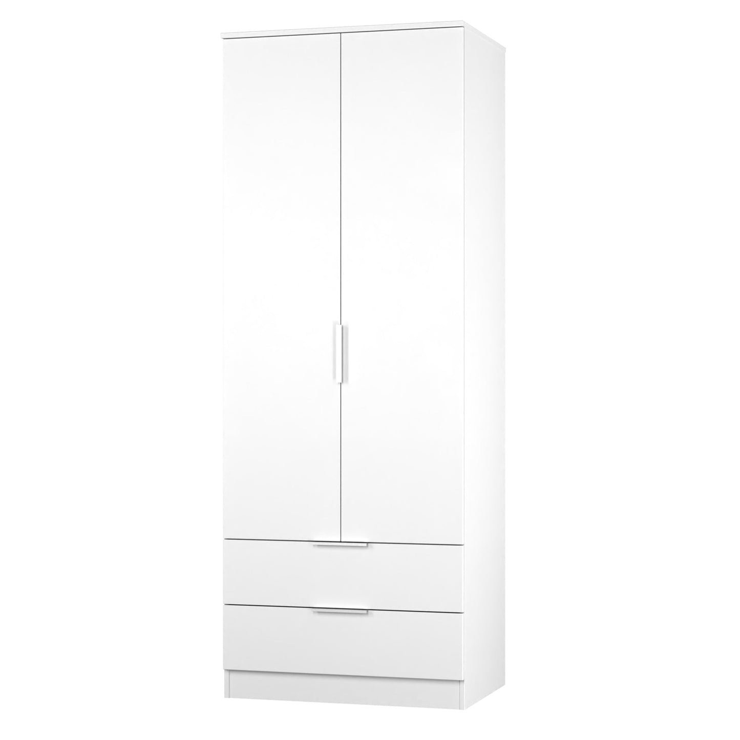 Plymouth Tall Wardrobe White 2 Doors 2 Drawers 74cm