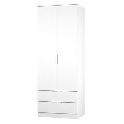 Plymouth Tall Wardrobe White 2 Doors 2 Drawers 74cm