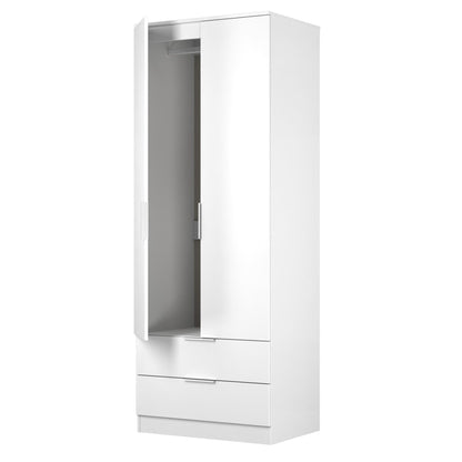 Plymouth Tall Wardrobe White 2 Doors 2 Drawers 74cm